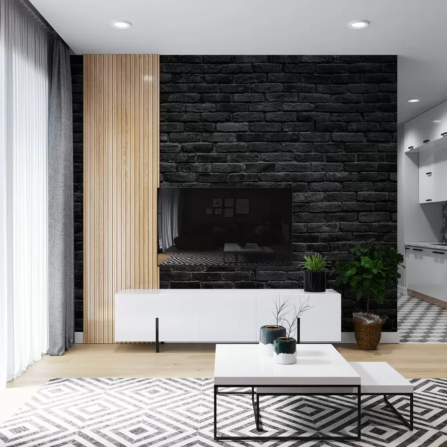 τοιχογραφίες Μαύρη ταπετσαρία από τούβλα u53027