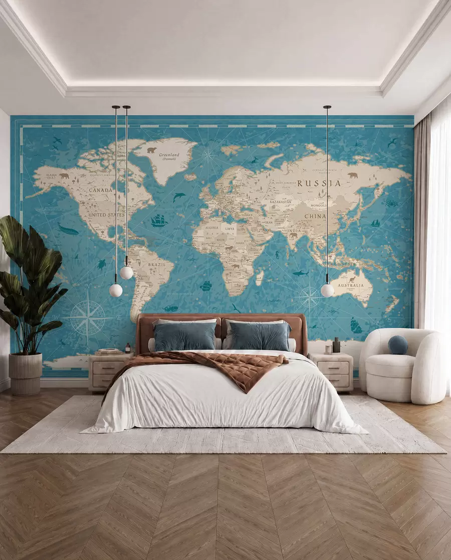 τοιχογραφίες Παγκόσμιος χάρτης, παλιός χάρτης u50378