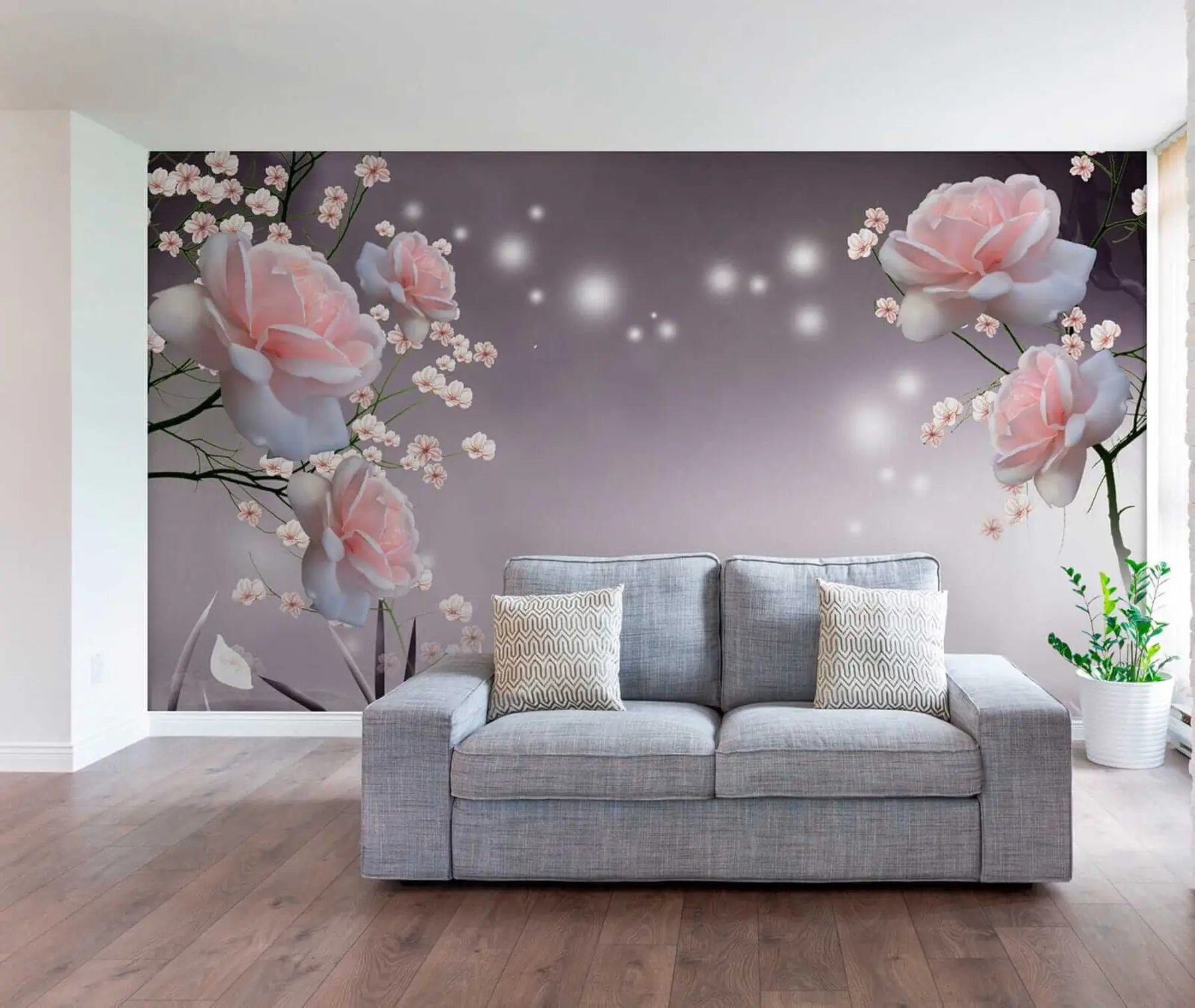 τοιχογραφίες Τριαντάφυλλα στους κυματισμούς του νερού u01045