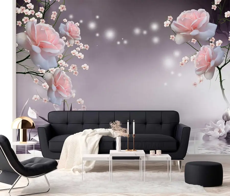 τοιχογραφίες Τριαντάφυλλα στους κυματισμούς του νερού u01045