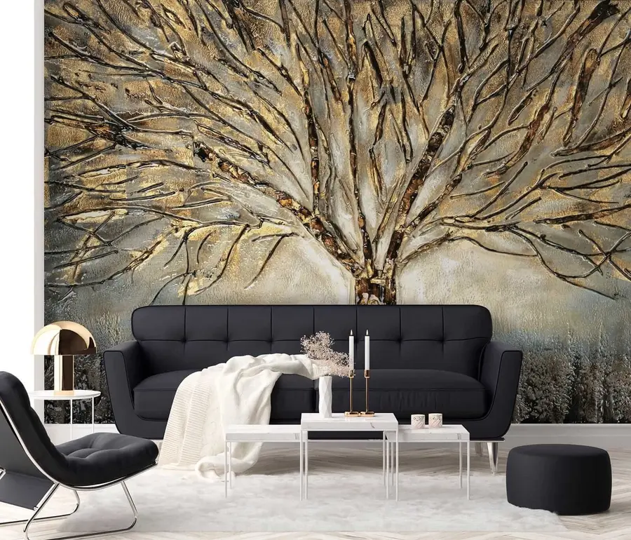 τοιχογραφίες Δέντρο που εξαπλώνεται σε καφέ αποχρώσεις u07184