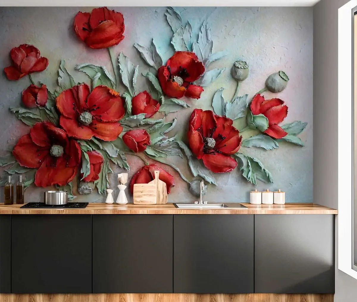 Τοιχογραφίες Παπαρούνες 3d u12788 αγοράζουν Ηνωμένο Βασίλειο - Uwalls.gr τοιχογραφίες Παπαρούνες 3d u12788