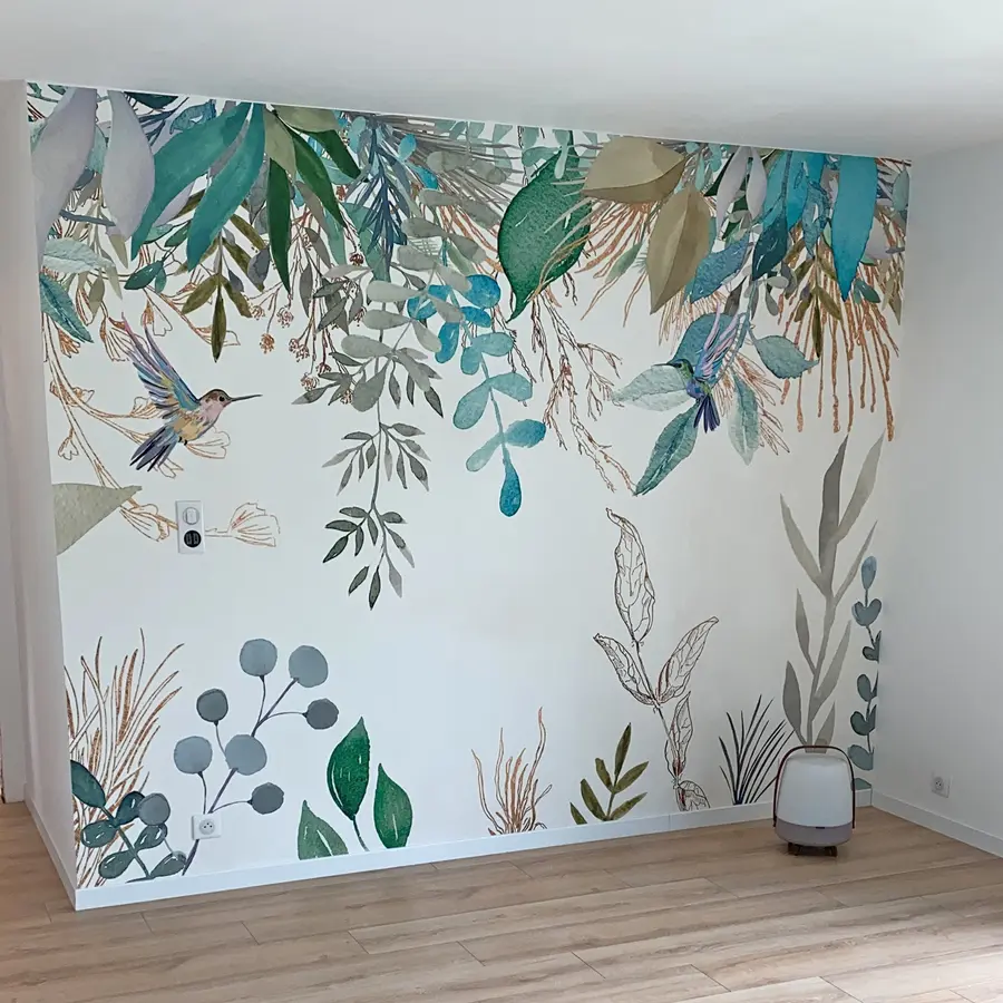 τοιχογραφίες Εξωτικά φυτά και κολιμπρί u17579