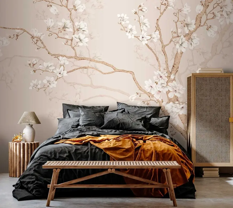 τοιχογραφίες Ανθισμένο δέντρο και πουλιά u25842