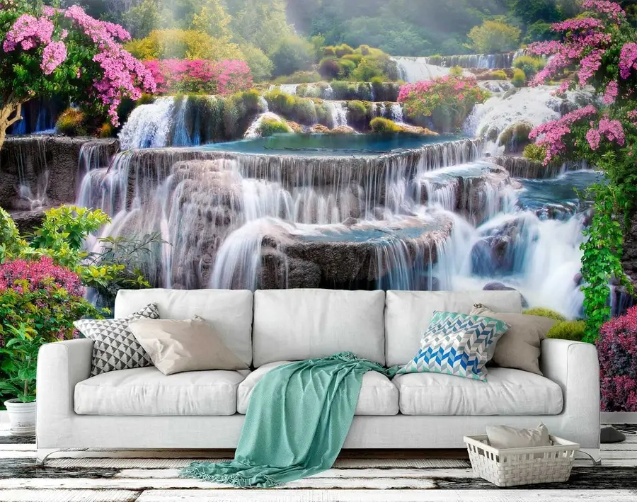 τοιχογραφίες Καταρράκτης και ανθισμένα δέντρα u60065