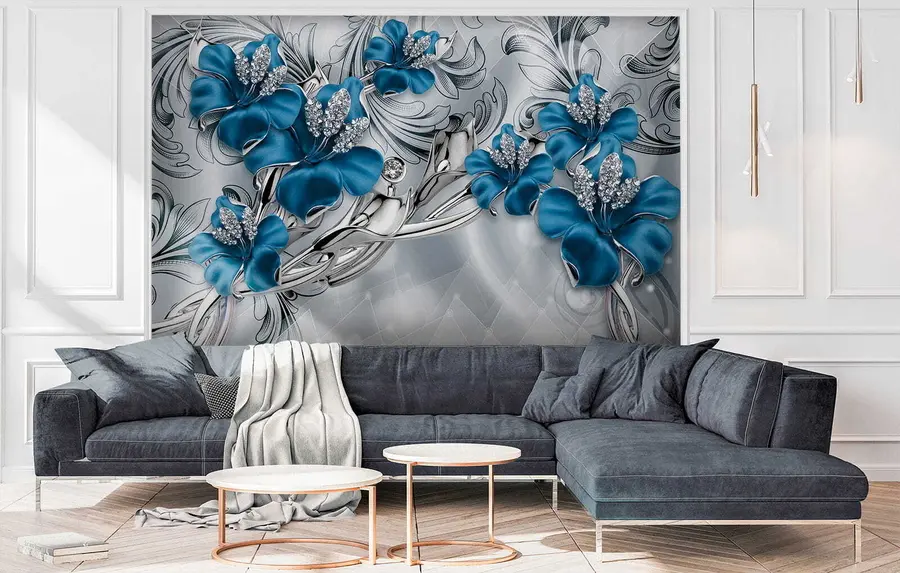 τοιχογραφίες Γαλάζια λουλούδια u60405