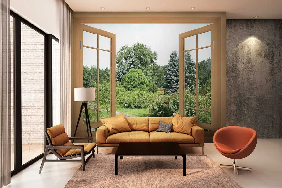 τοιχογραφίες Θέα από το παράθυρο στο δάσος u60673