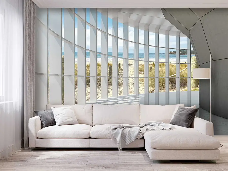 τοιχογραφίες 3D διάδρομος με θέα στη θάλασσα u70513