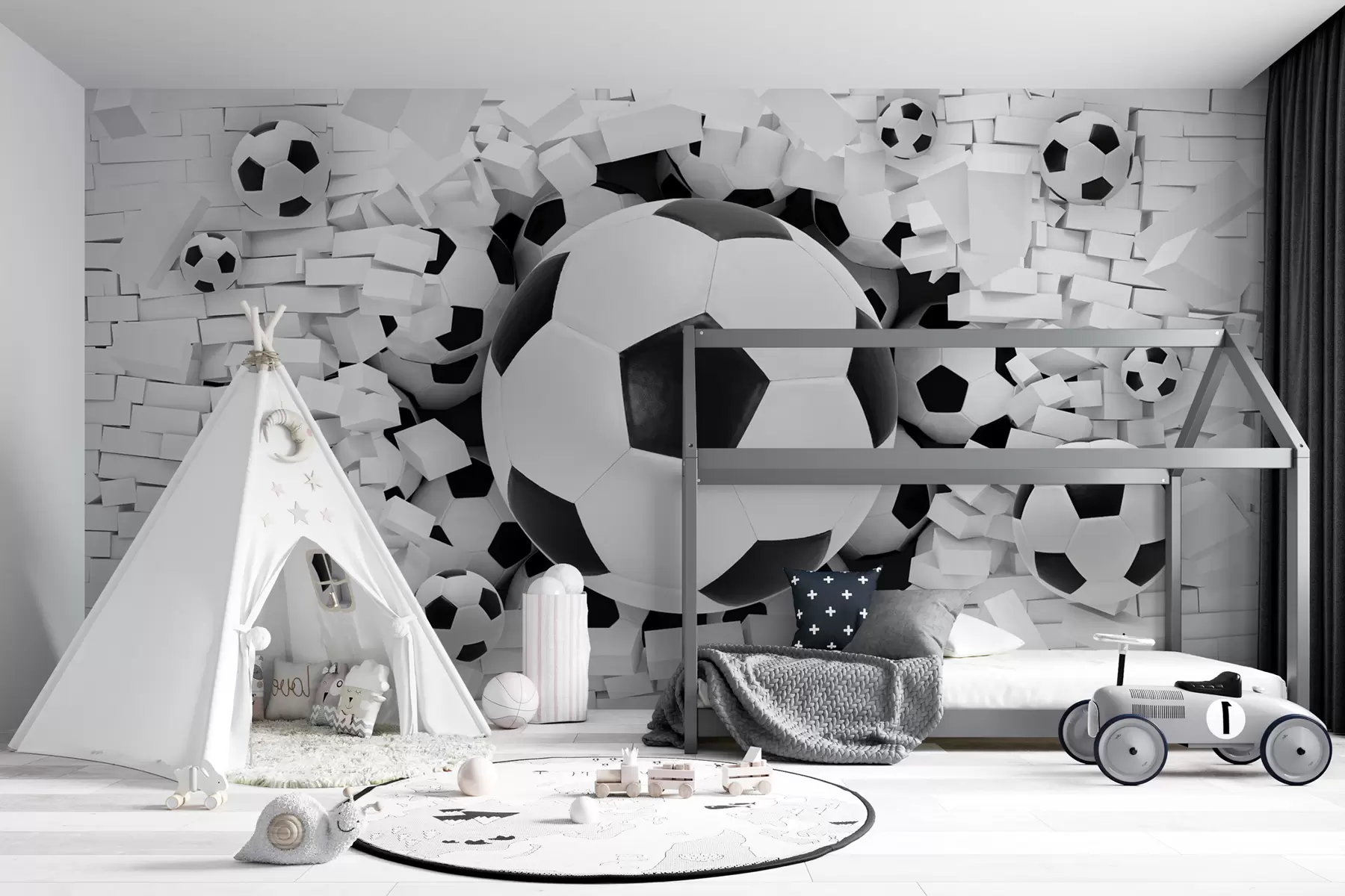 τοιχογραφίες Η μπάλα ποδοσφαίρου διαπερνά τον τοίχο u70633