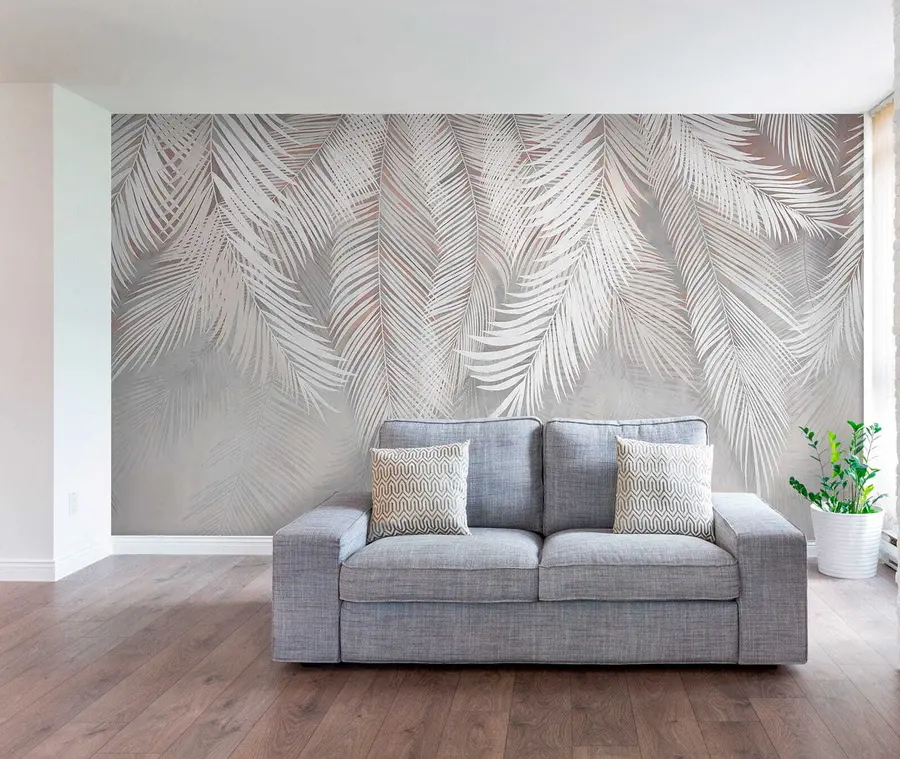 τοιχογραφίες Γκρίζα φύλλα φοίνικα u48556