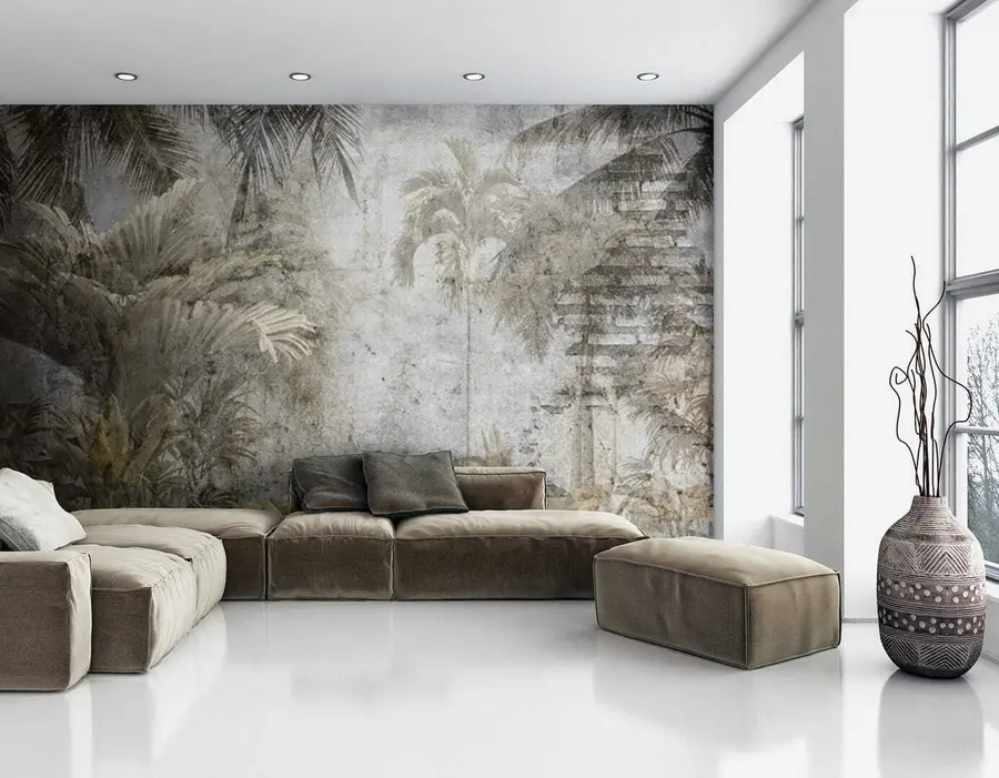 τοιχογραφίες Τροπικό δάσος σε τσιμεντένιο τοίχο u71248