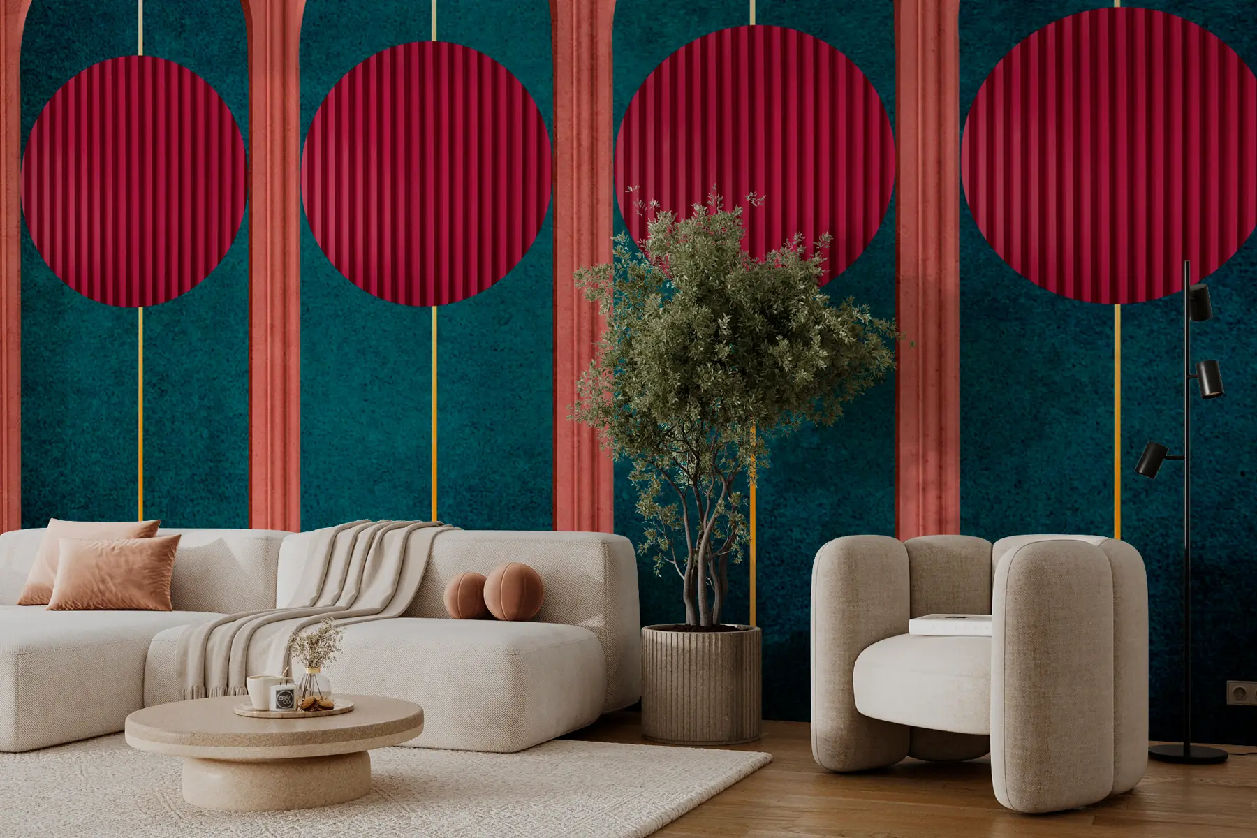 τοιχογραφίες Αψίδα διακόσμησης σε μοντέρνο στυλ μινιμαλισμό, ανάγλυφα στοιχεία w00388