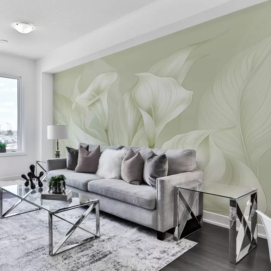 τοιχογραφίες ευαίσθητα λουλούδια σε πράσινο χρώμα w01195v3