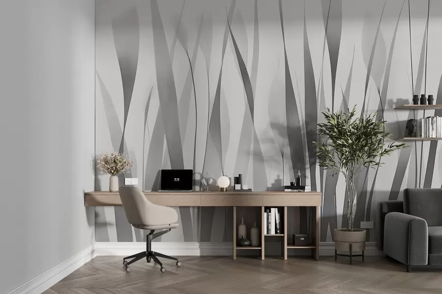 τοιχογραφίες Διαφανή φύλλα σε γκρι τόνους w01018v3