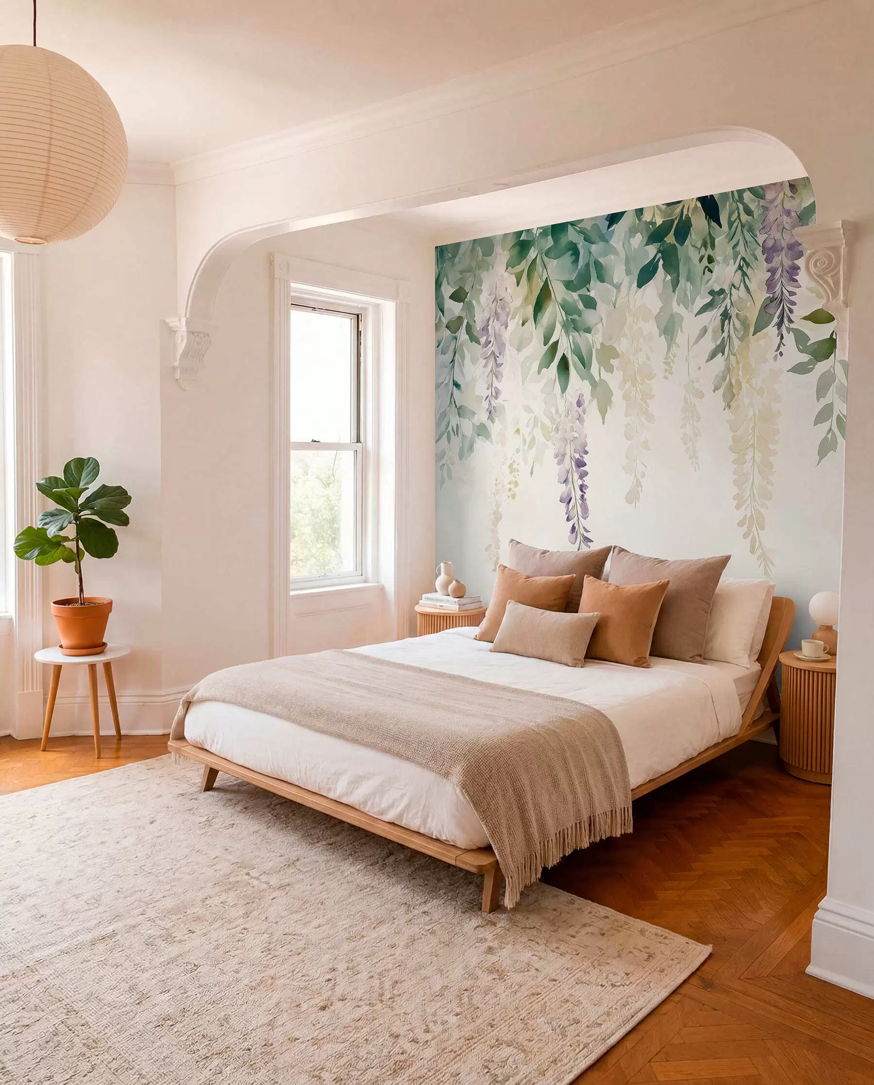 τοιχογραφίες Γλιστέρια λουλούδι στολίδι, floral, ακουαρέλα, φυσικά χρώματα w01545