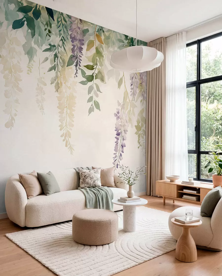 τοιχογραφίες Γλιστέρια λουλούδι στολίδι, floral, ακουαρέλα, φυσικά χρώματα w01545