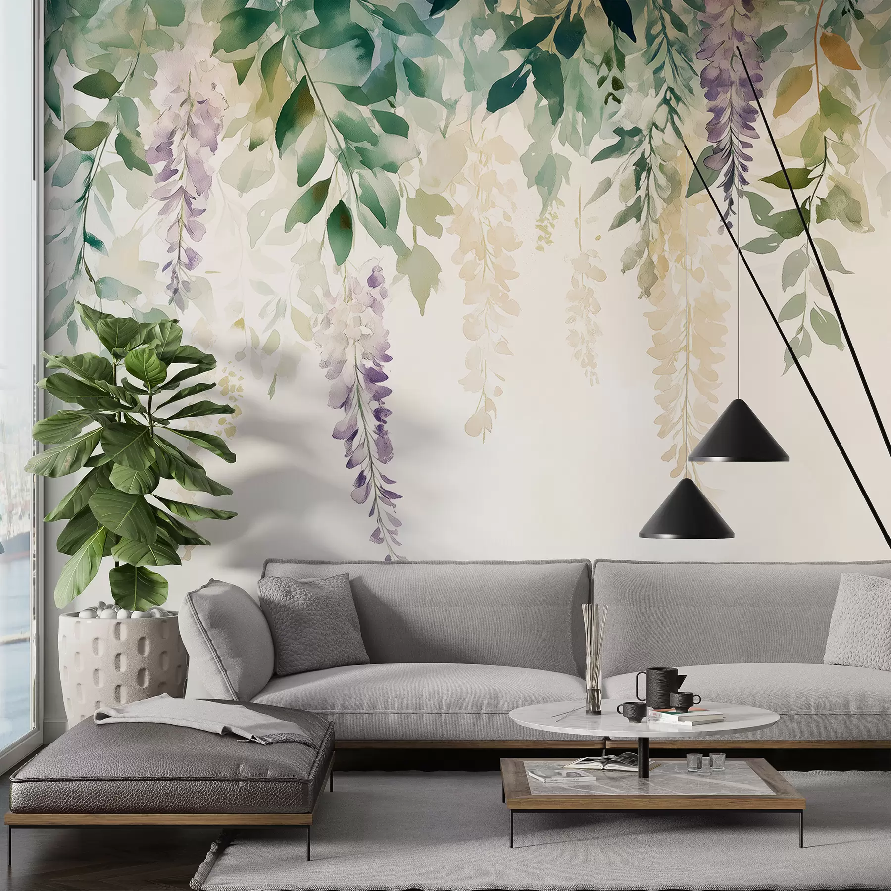 τοιχογραφίες Γλιστέρια λουλούδι στολίδι, floral, ακουαρέλα, φυσικά χρώματα w01545