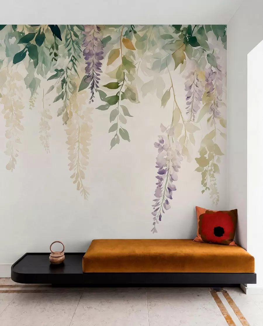 τοιχογραφίες Γλιστέρια λουλούδι στολίδι, floral, ακουαρέλα, φυσικά χρώματα w01545