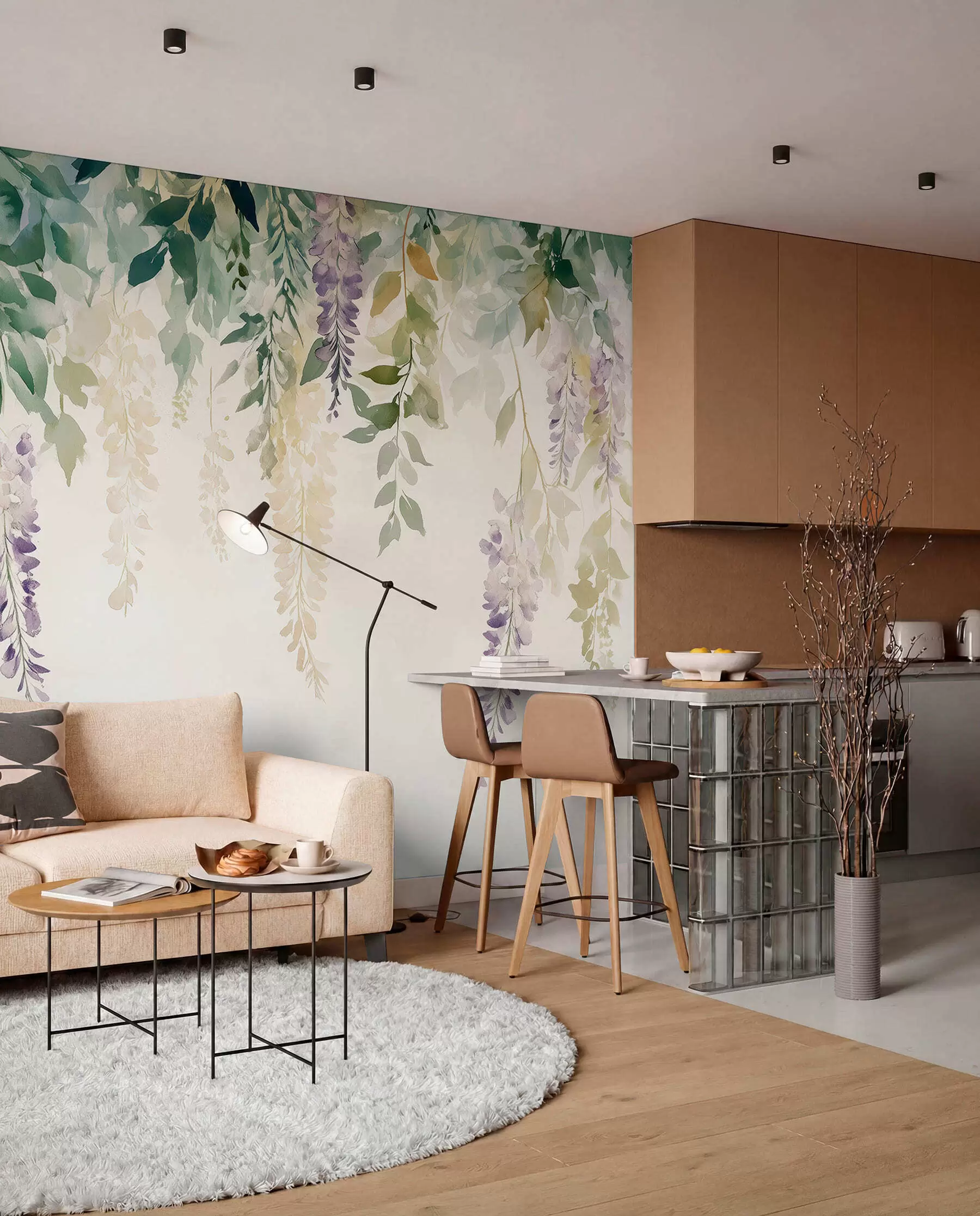τοιχογραφίες Γλιστέρια λουλούδι στολίδι, floral, ακουαρέλα, φυσικά χρώματα w01545