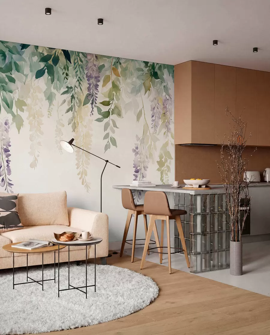 τοιχογραφίες Γλιστέρια λουλούδι στολίδι, floral, ακουαρέλα, φυσικά χρώματα w01545