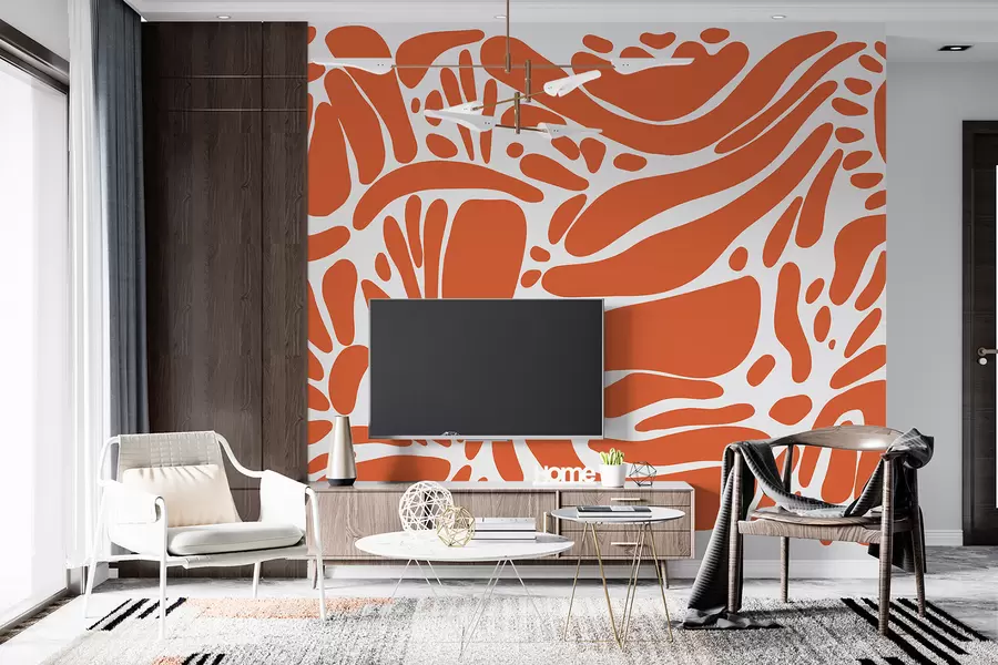 τοιχογραφίες Αφηρημένο γεωμετρικό μοτίβο, φυλετικό στυλ, πορτοκαλί χρώμα w01623v6