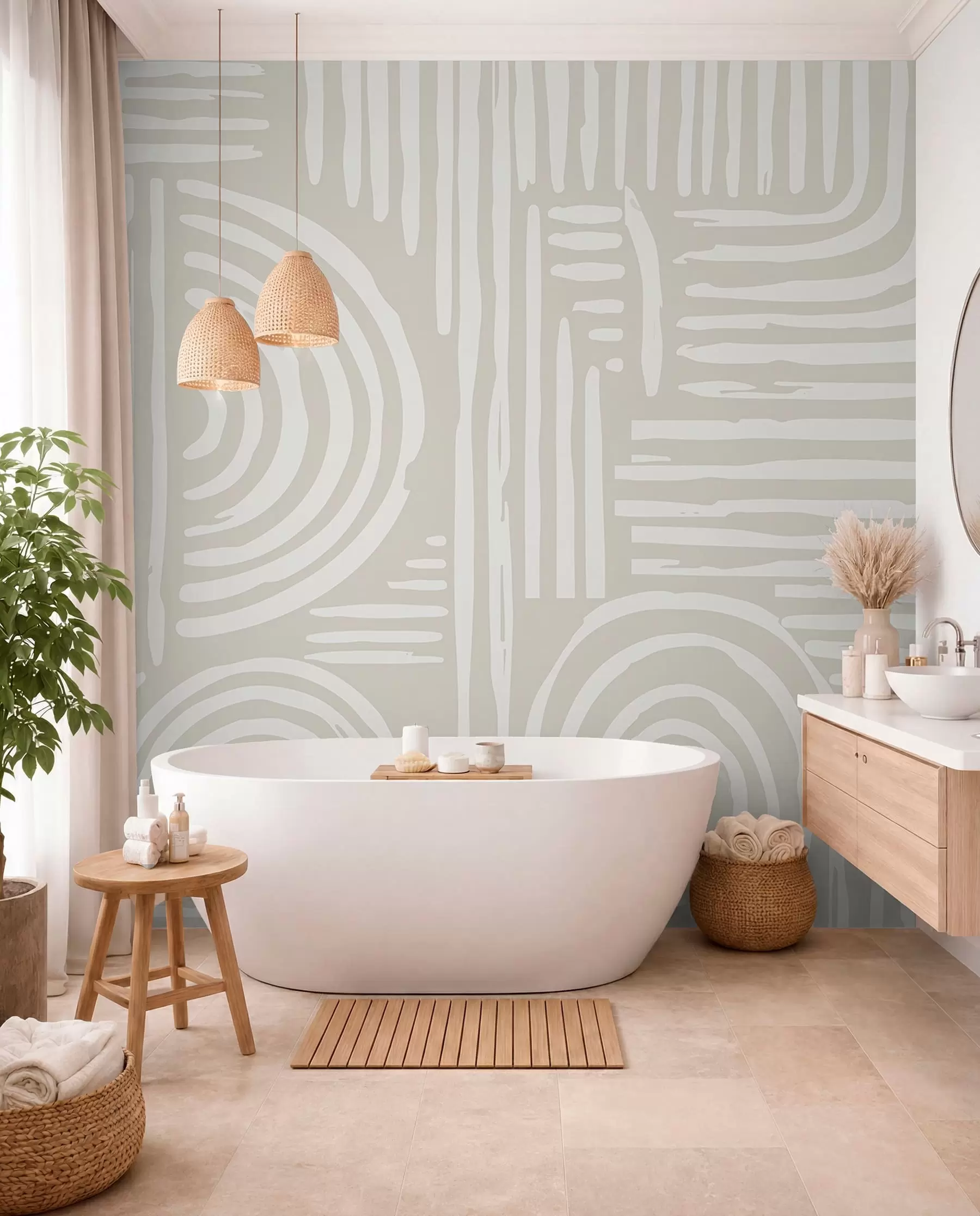 τοιχογραφίες Boho σχέδιο σε απαλά χρώματα w01919