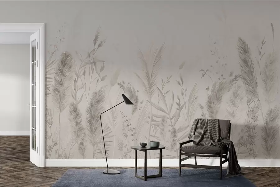 τοιχογραφίες Ψηλά χόρτα και λουλούδια σε παστέλ χρώματα w02004v1