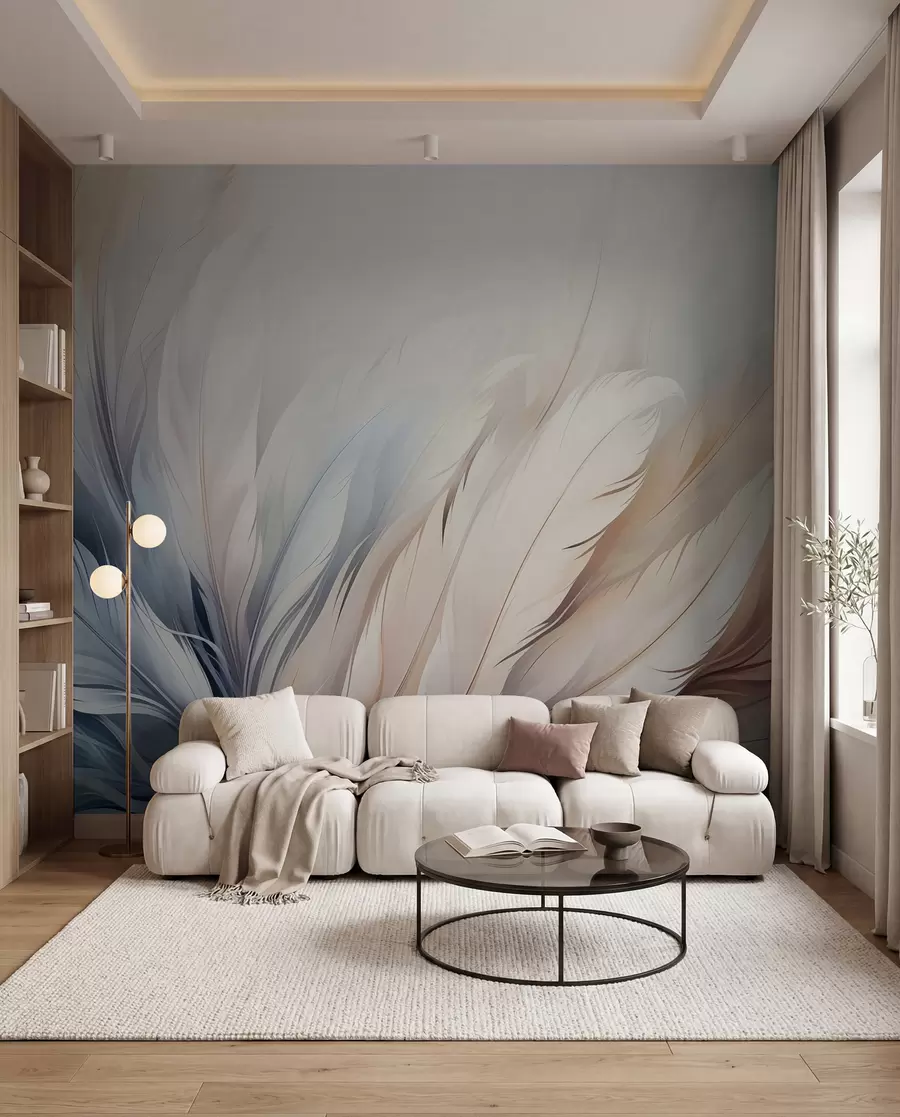 τοιχογραφίες Λεπτά φτερά σε παστέλ χρώματα w01973