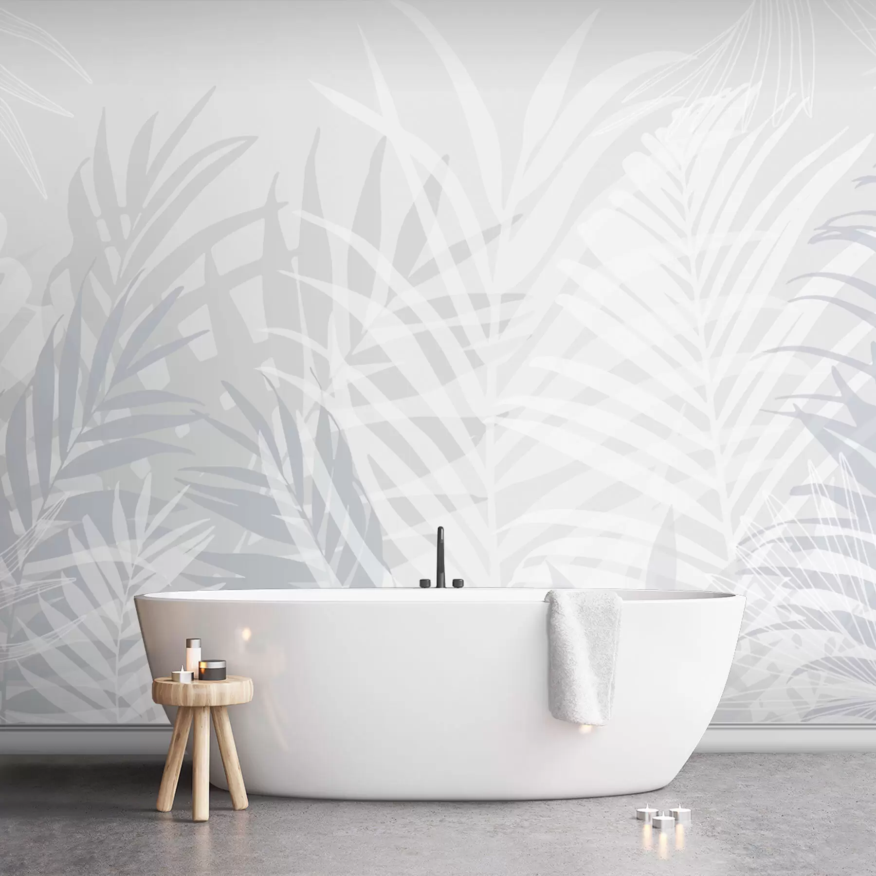 τοιχογραφίες Μοντέρνα τροπικά φύλλα γαλάζιο w02026v3