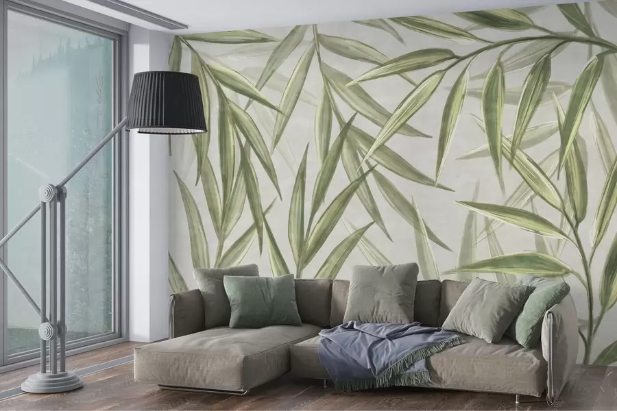 τοιχογραφίες Πλούσια φύλλα σε απαλές αποχρώσεις ακουαρέλας w00236