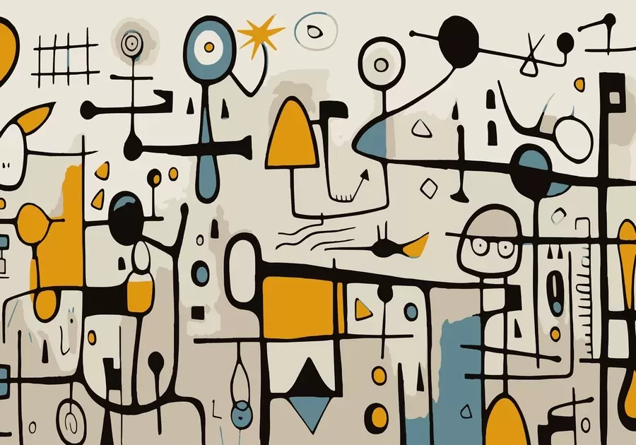 τοιχογραφίες Αφηρημένη τέχνη με γεωμετρικά σχήματα σε στυλ Art Nouveau w02029