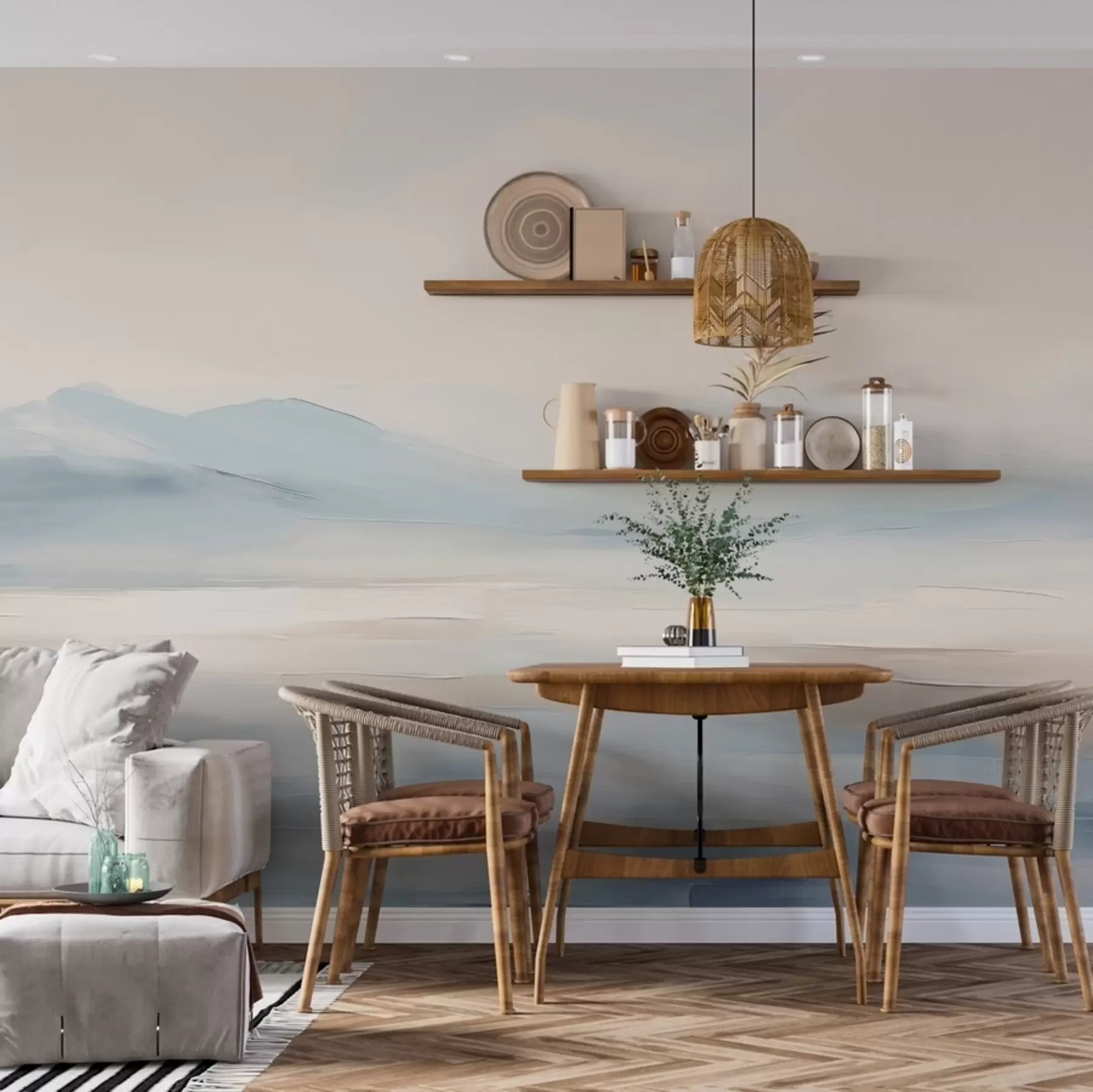 τοιχογραφίες Ζωγραφισμένο τοπίο ακουαρέλας w02113