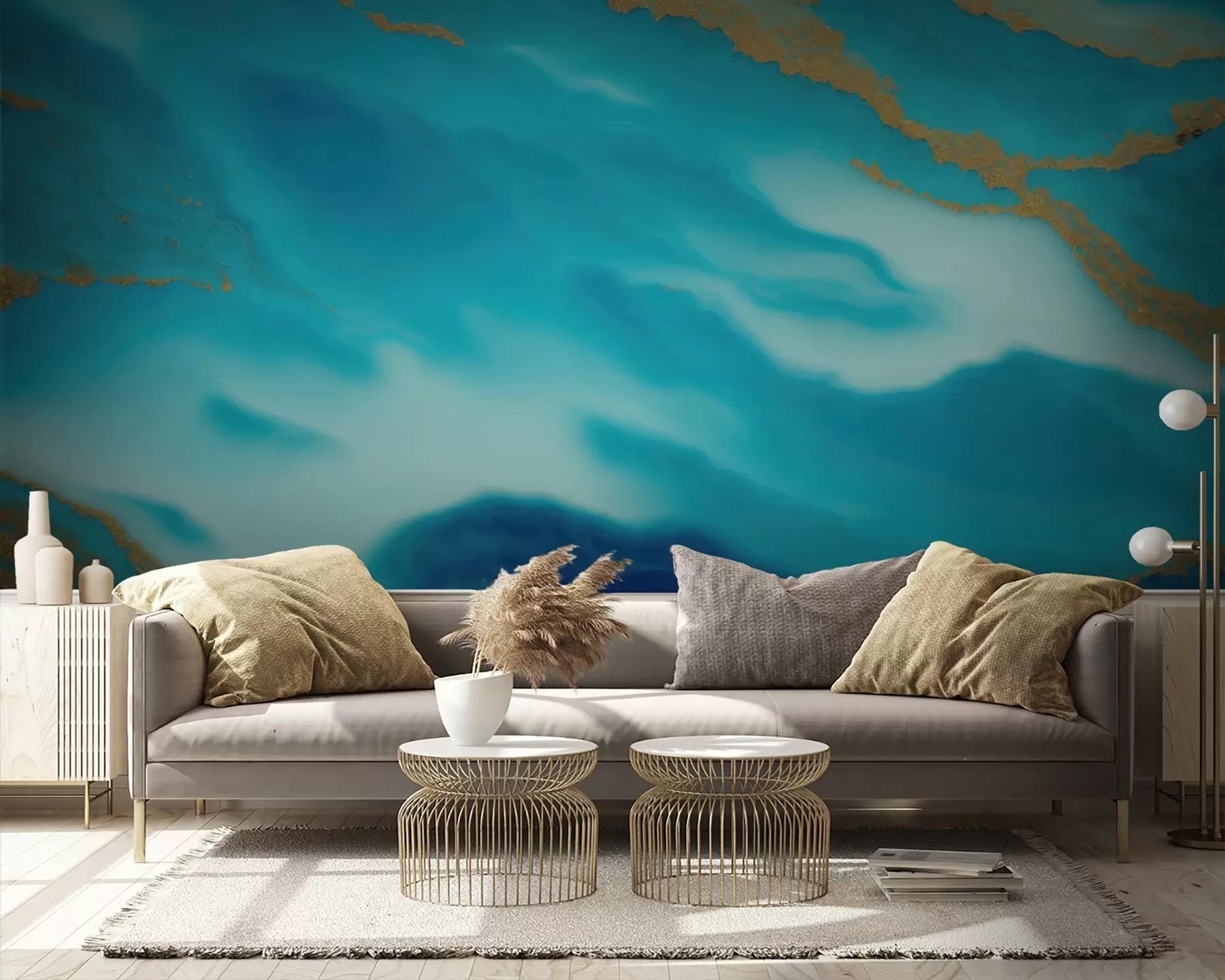 τοιχογραφίες Γαλήνια κύματα μπλε και μπεζ u94110