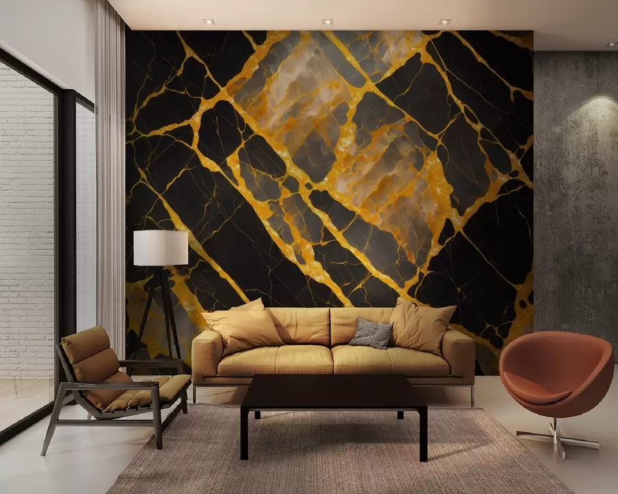 τοιχογραφίες Εντυπωσιακή αντίθεση μαύρου και πορτοκαλί u94111