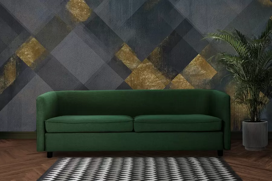 τοιχογραφίες μοντέρνα γεωμετρία σε πολυτελές στυλ με μπλε απόχρωση w02340