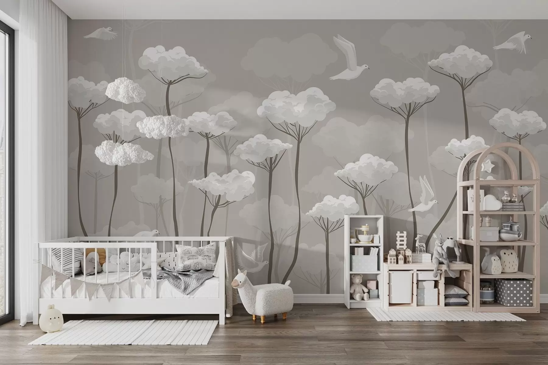 τοιχογραφίες Παραμυθένια δέντρα με τη μορφή σύννεφων w02009v2