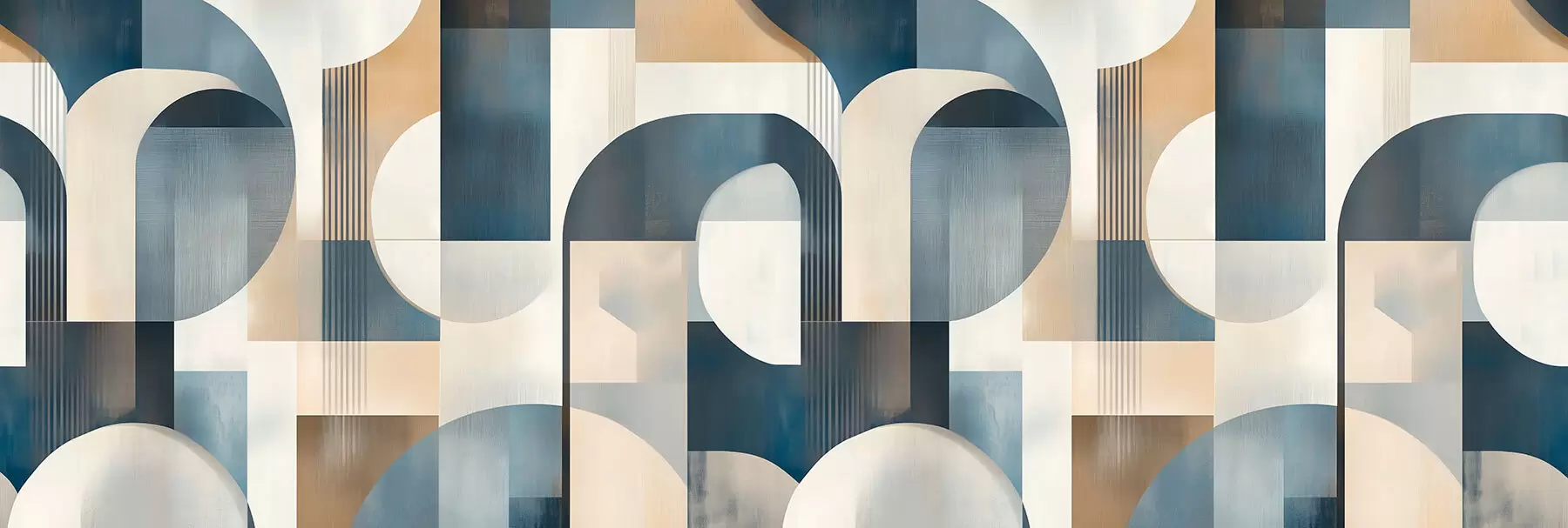 τοιχογραφίες Art Deco ταπετσαρία με γεωμετρικό μοτίβο σε μπλε, μπεζ και γαλακτώδεις αποχρώσεις w02346