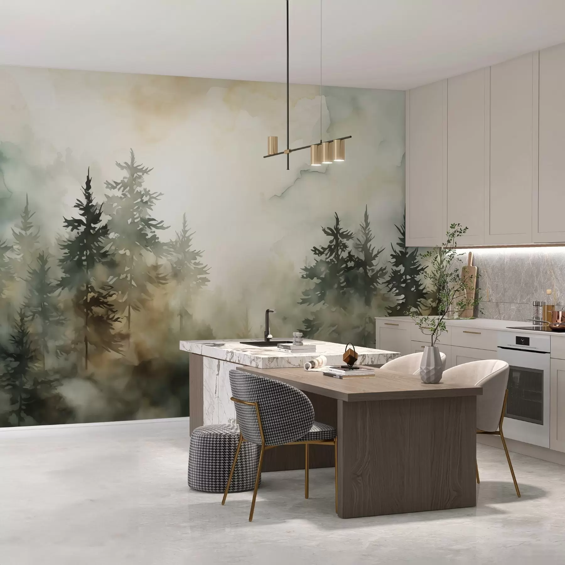 τοιχογραφίες Δάσος απομίμηση ζωγραφική ακουαρέλα w02473