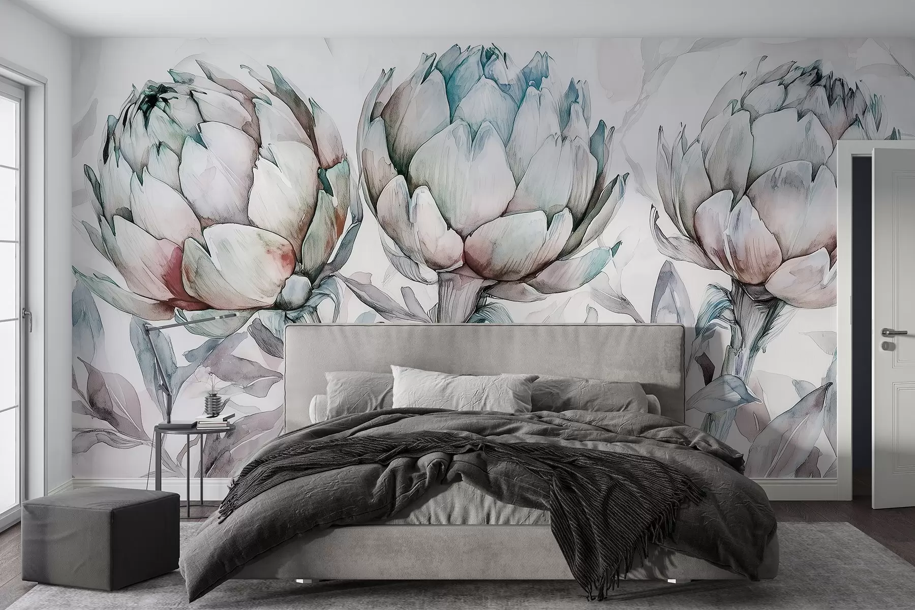 τοιχογραφίες Όμορφη αγκινάρες σχέδιο, υδατογραφία στυλ, απαλά χρώματα w02482v1