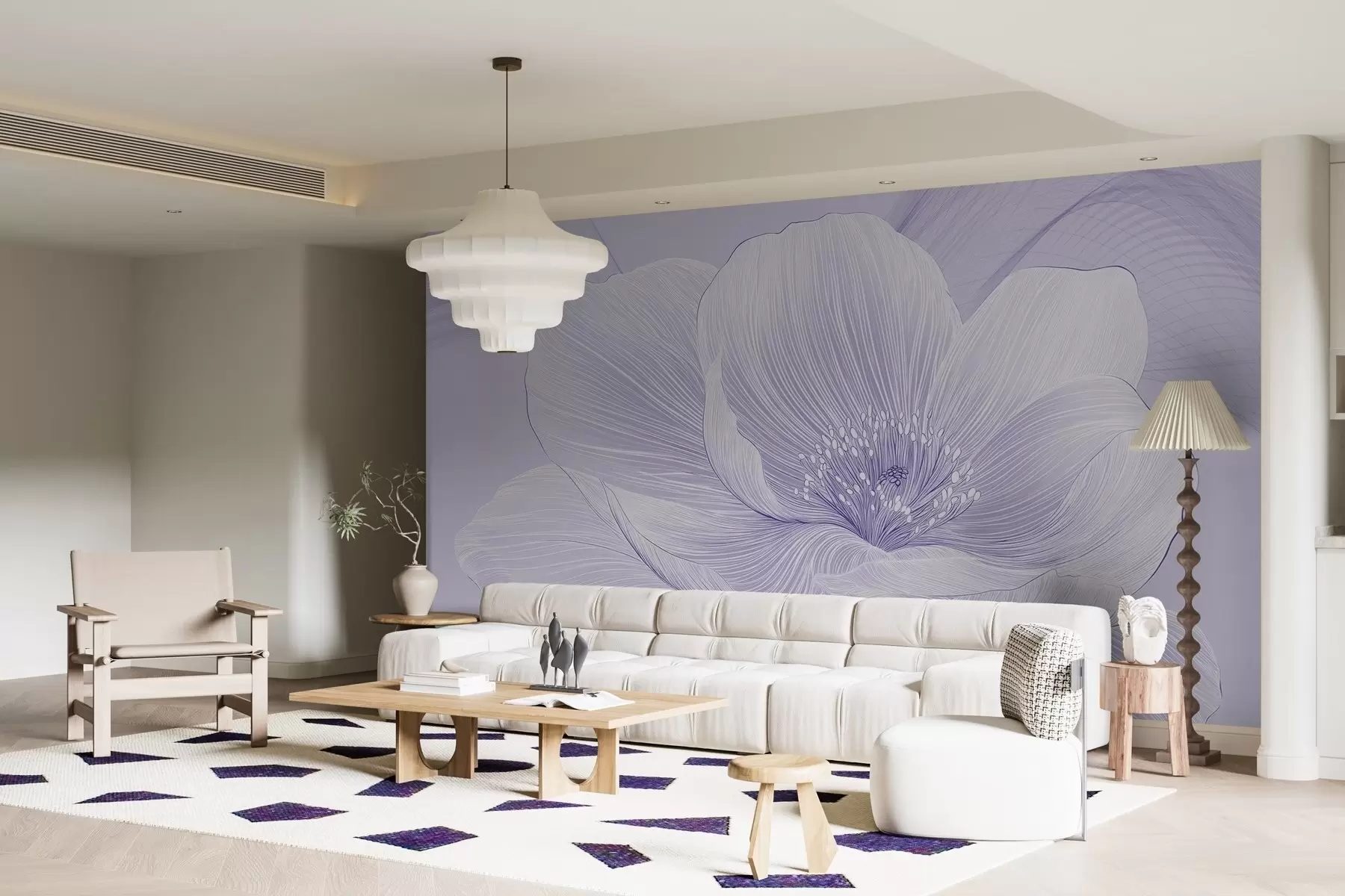 τοιχογραφίες Σχεδιασμένο μεγάλο λουλούδι w02511v2