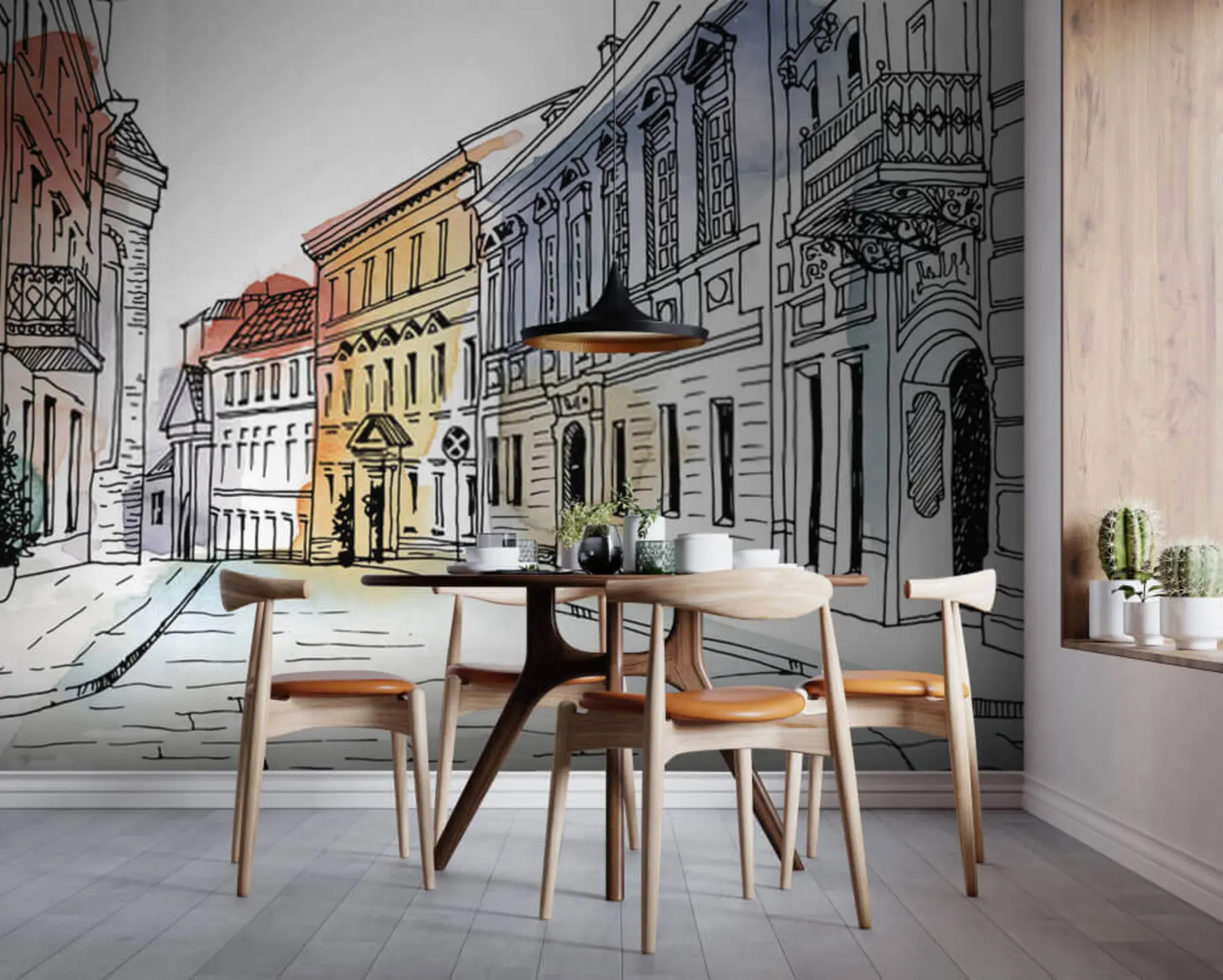 τοιχογραφίες Παλιά πόλη, μαρκαδόρος και ακουαρέλα u51062