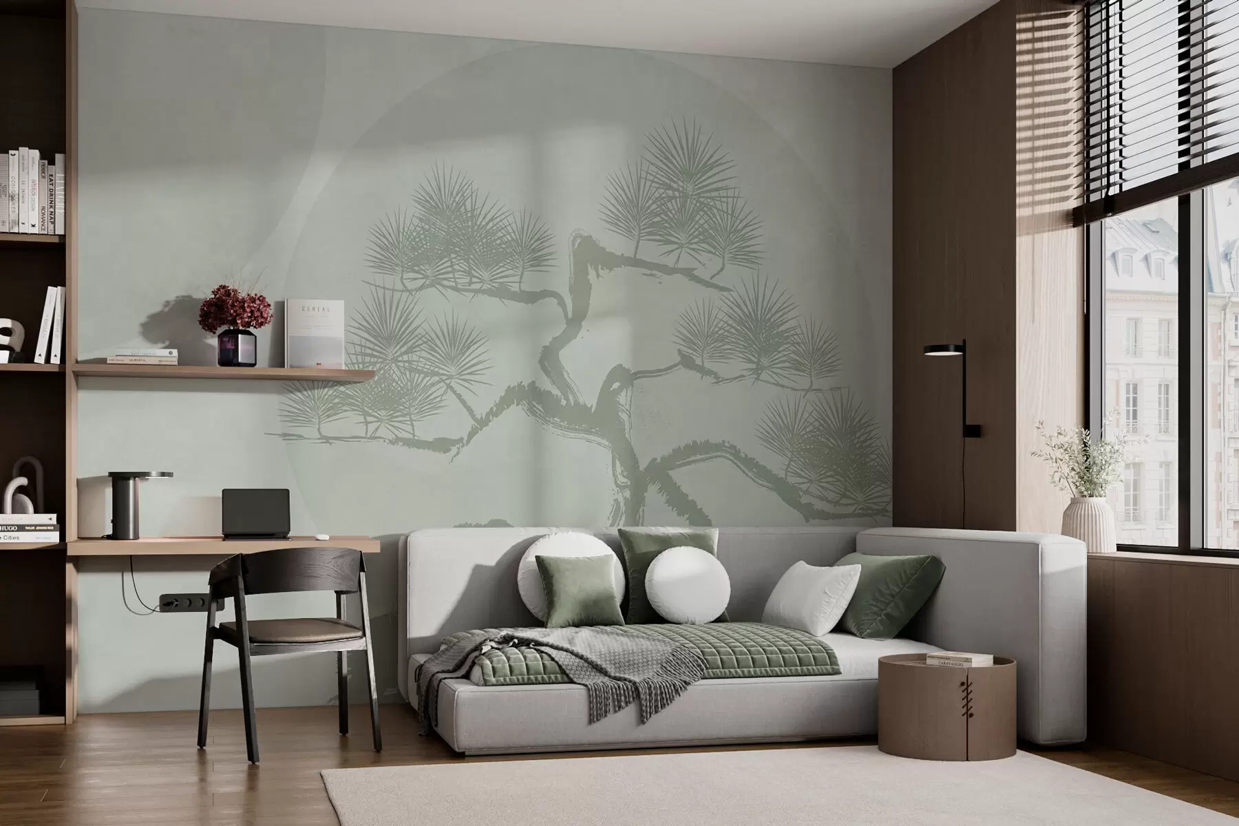 τοιχογραφίες Bonsai Ιαπωνικά μινιμαλισμό γεωμετρία grunge φόντο w08556v2