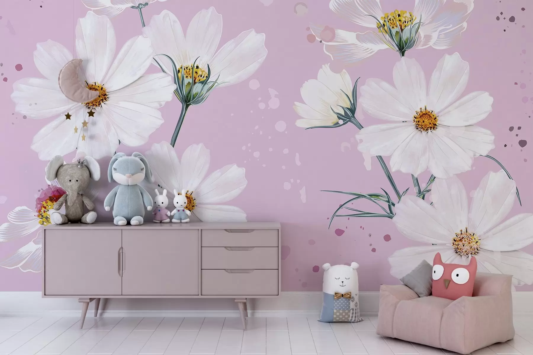 τοιχογραφίες Ροζ Άγγιγμα λουλουδιών w02651