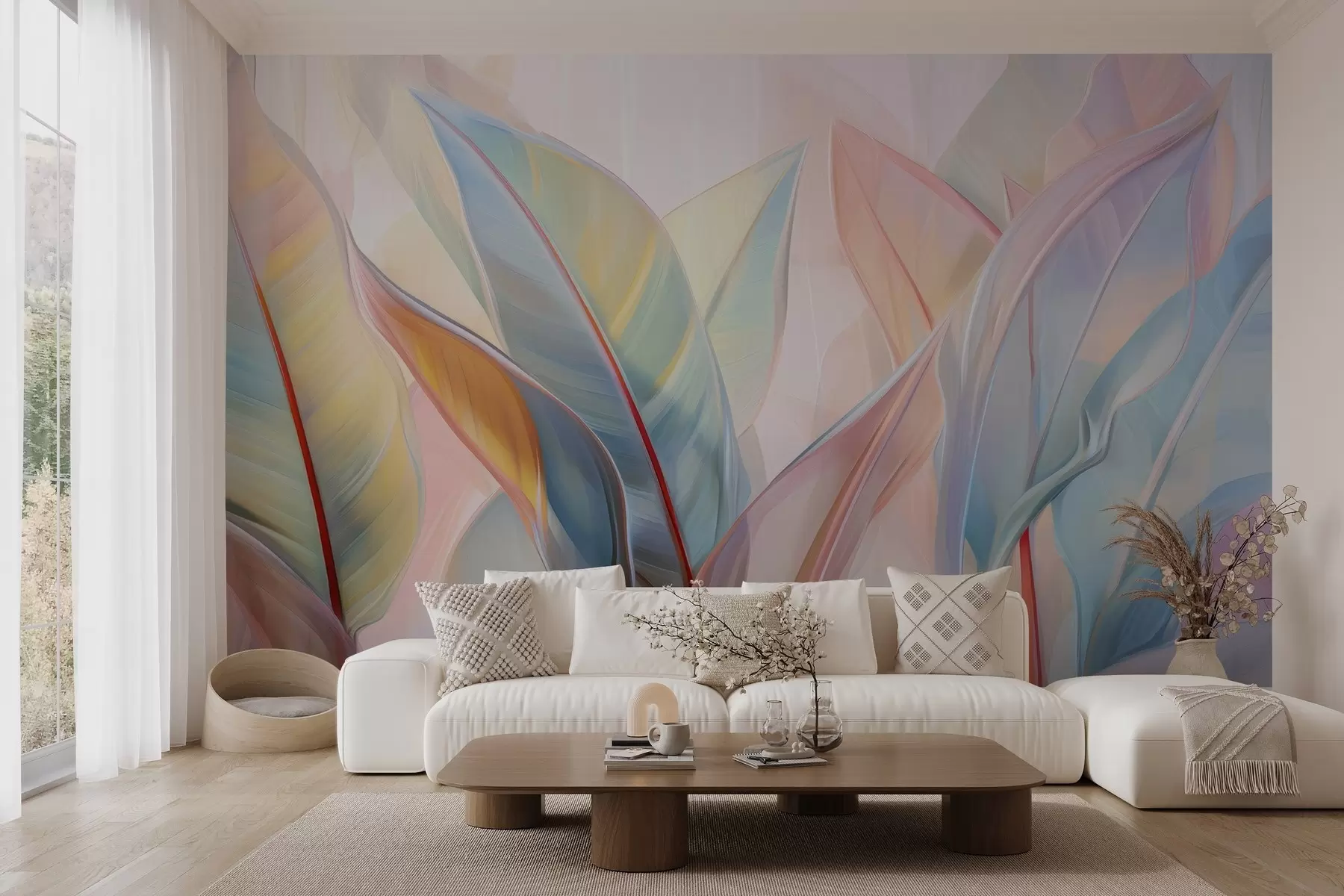 τοιχογραφίες Στυλιζαρισμένα πολύχρωμα φύλλα w02624