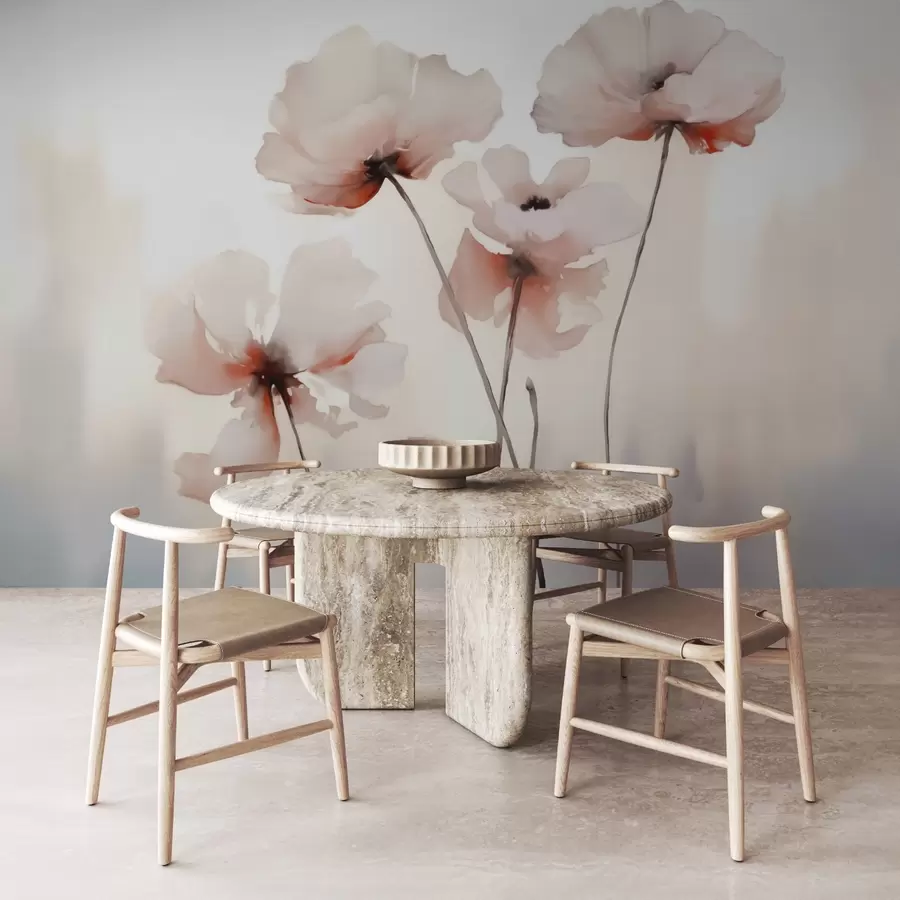 τοιχογραφίες Σιλουέτες παπαρούνας απομίμηση της θολής υδατογραφίας w02708