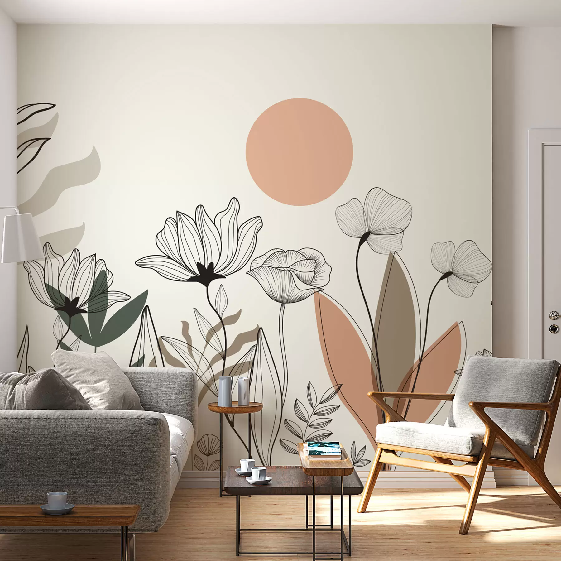 τοιχογραφίες Λουλούδια σε στυλ Boho w02753