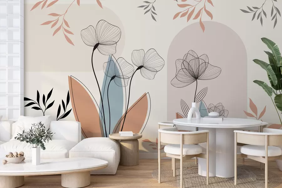 τοιχογραφίες Λουλούδια και κλαδιά σε στυλ Boho w02754