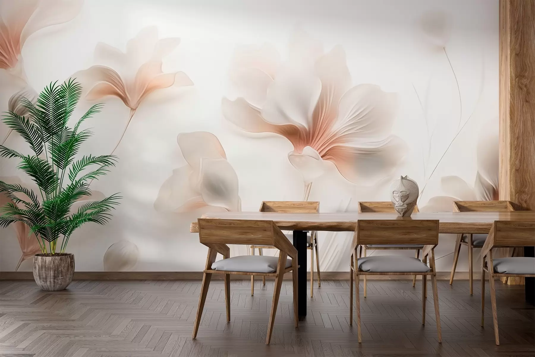 τοιχογραφίες Κομψά λουλούδια σε παστέλ χρώματα w02759