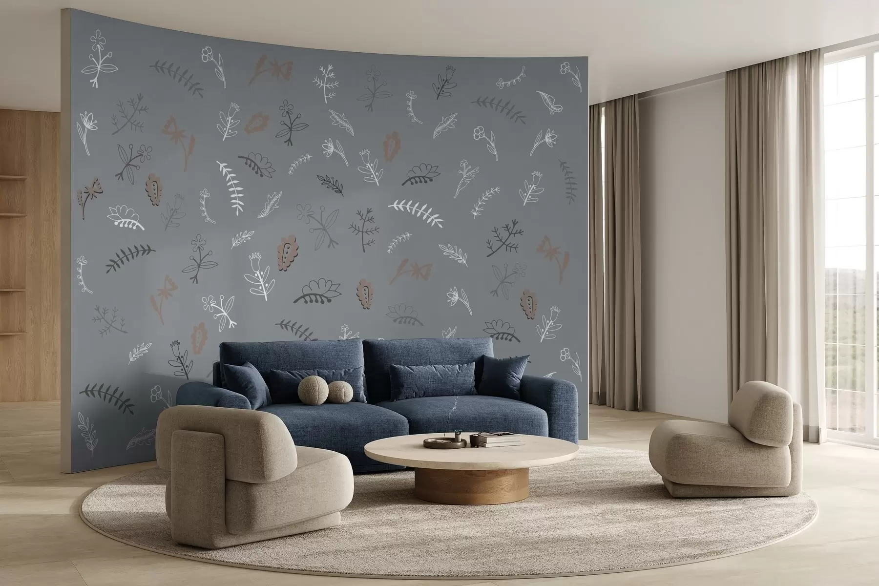 τοιχογραφίες Απαλό φλοράλ μοτίβο με γήινους τόνους w02776v2