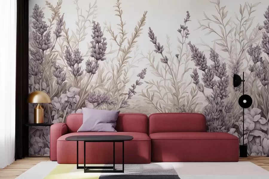 τοιχογραφίες Ακουαρέλα ανθισμένο πεδίο σε παστέλ χρώματα w02847